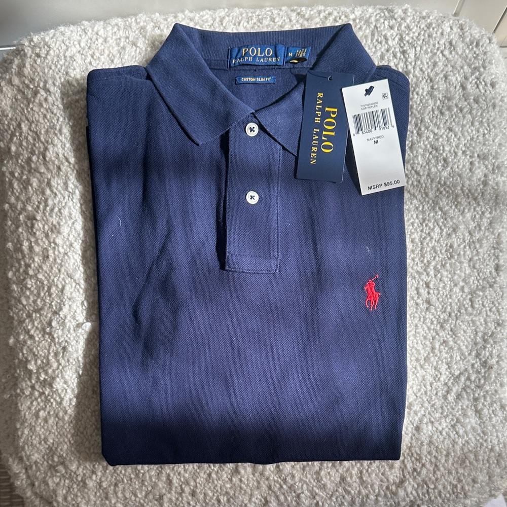 Polo by Ralph Lauren Men's Navy Blue Polo Shirt - custom slim fit